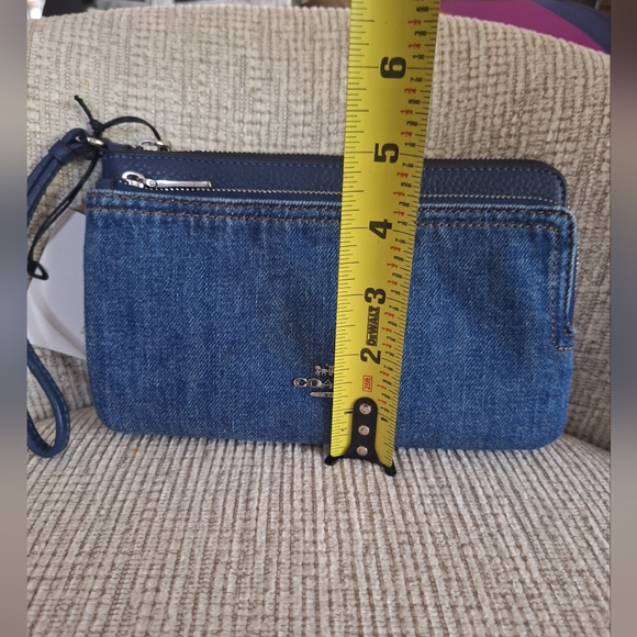 Coach Blue Denim Wristlet - Picture 3 of 7